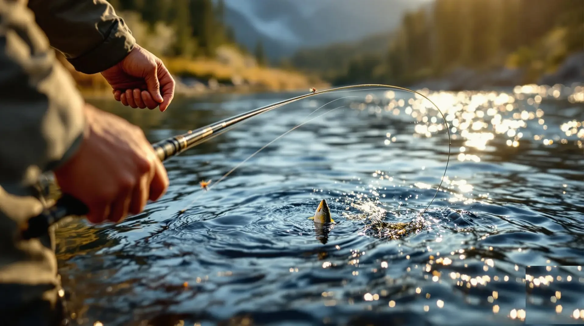 Calm river scene, dry fly fishing on a BC river